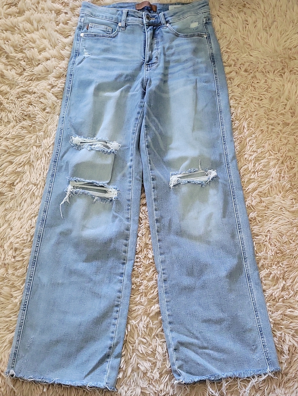 Judy Blue Light Blue Distressed Wide-Leg Jeans